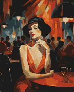 Set pictura pe numere, cu sasiu, Femeie in club - art deco, 40x50 cm