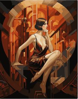 Set pictura pe numere, cu sasiu, Femeie sezand - Art Deco, 40x50 cm