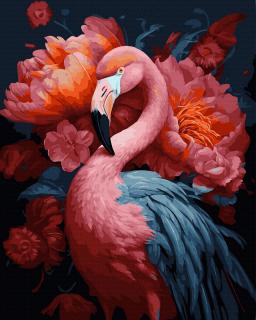 Set pictura pe numere, cu sasiu, Flamingo, 40x50 cm