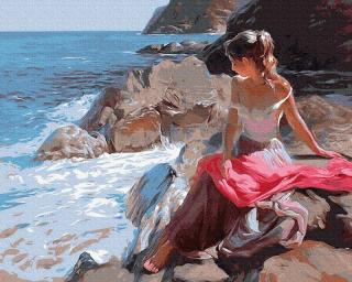 Set pictura pe numere, cu sasiu, Frumusetea valurilor de coasta, 40x50 cm