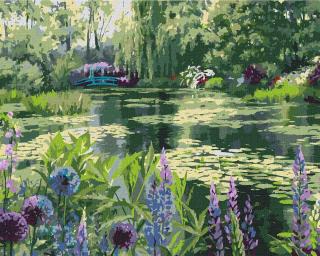 Set pictura pe numere, cu sasiu, Gradina lui Monet din Giverny - Ira Volkova, 40x50 cm