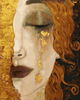 Set pictura pe numere, cu sasiu, Lacrimi aurii - Klimt, 40x50 cm