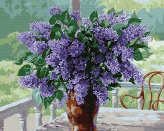 Set pictura pe numere, cu sasiu, Liliac, 40x50 cm