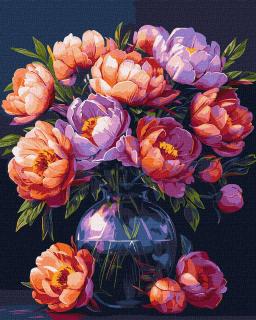 Set pictura pe numere, cu sasiu, Luxul florilor, 40x50 cm