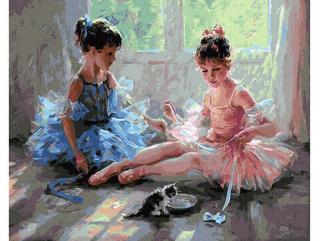 Set pictura pe numere, cu sasiu, Micutele Balerine, 40x50 cm