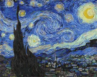 Set pictura pe numere, cu sasiu, Noapte Instelata - Van Gogh, 40x50 cm