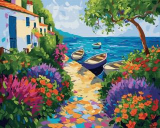 Set pictura pe numere, cu sasiu, Paradis floral, 40x50 cm