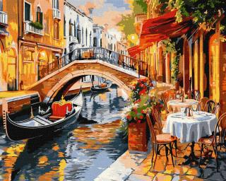 Set pictura pe numere, cu sasiu, Peisaj venetian, 40x50 cm