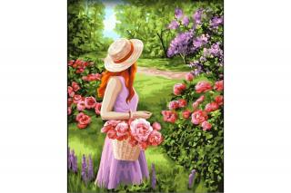 Set pictura pe numere, cu sasiu, Plimbare in gradina, 40x50 cm