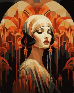 Set pictura pe numere, cu sasiu, Portret de femeie - Art Deco, 40x50 cm