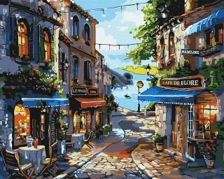Set pictura pe numere, cu sasiu, Restaurante langa coasta, 40x50 cm