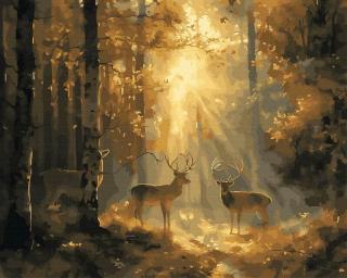 Set pictura pe numere, cu sasiu, Serenada padurii, 40x50 cm