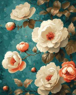 Set pictura pe numere, cu sasiu, Simfonia florilor, 40x50 cm