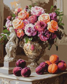Set pictura pe numere, cu sasiu, Trandafiri sofisticati, 40x50 cm