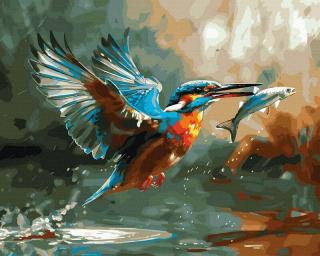 Set pictura pe numere, cu sasiu, Vanatoare pe apa, 40x50 cm