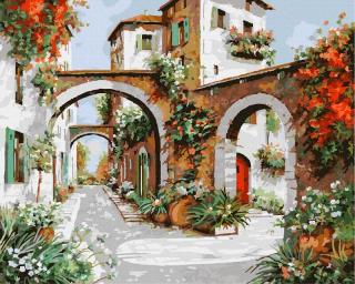 Set pictura pe numere, cu sasiu, Vila in stil mediteranean, 40x50 cm