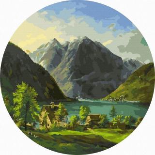 Set pictura pe numere rotunda, cu sasiu, Aer curat, O40cm