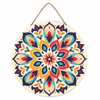 Set pictura pe numere rotunda, pe lemn, Mandala florala, O30cm