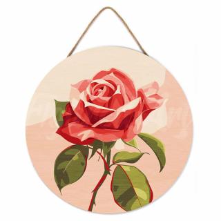 Set pictura pe numere rotunda, pe lemn, Trandafir, O30cm