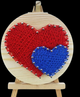 Set String Art, Inimi, 2 culori, 11x14 cm