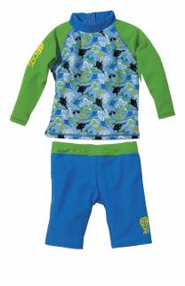 Costum baie copii 2 piese, Sunshine, protectie UV 50+, albastru verde, 80 cm