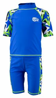 Costum de inot, Copii, 2 piese, protectie UV 50+, 80 cm, Albastru