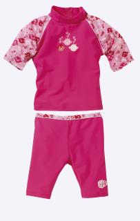 Costum de inot,  Copii, 2 piese, Sunshine, protectie UV 50+, 80 cm, Roz