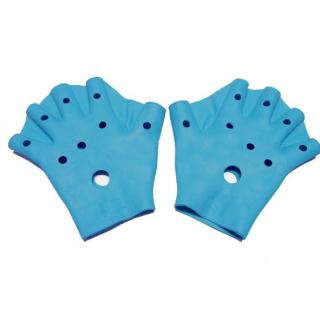 Palmare de inot din cauciuc cu perforatii, S, 14 cm x 15 cm, Albastru