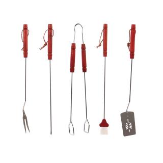 Accesorii pentru gratar din inox,cu maner lemn, 50 cm, set 5 buc