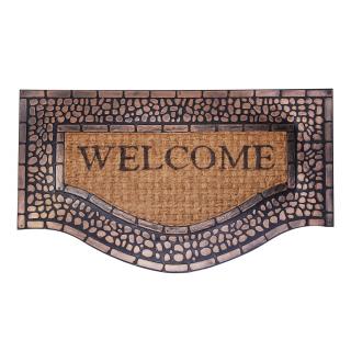 Covor de usa cu reliefuri pietre de bronz   Welcome   75x45 cm