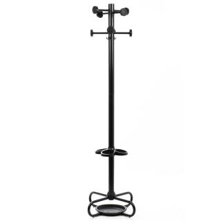 Cuier hol tip pom cu 12 agatatori, metal negru 173cm