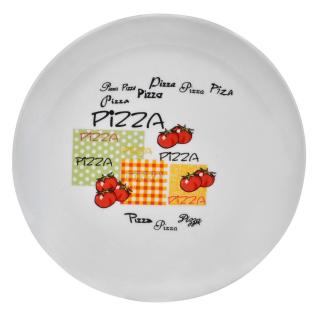 Farfurie plata pentru pizza,cu design,din portelan,20 cm