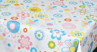 Fata de masa, model floral, pvc, multicolor, latime 140 cm