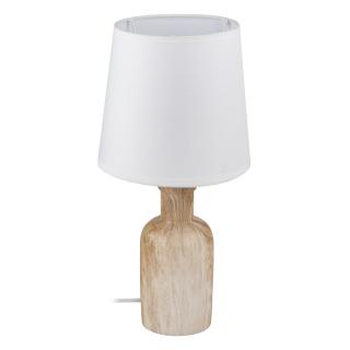 Lampa de masa din lemn cu palarie alba