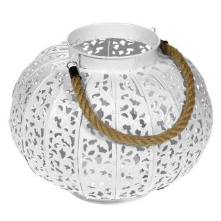 Lampa decorativa alba, gradina, cu funie,20,5x24 cm