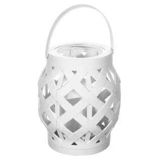 Lampa decorativa din Rattan,alb,cu iluminare LED,10.5x16 cm.