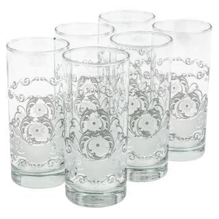 Set de 6 pahare cu model floral-270 ml