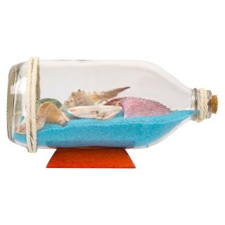 Sticla decorativa cu nisip si scoici 19 cm