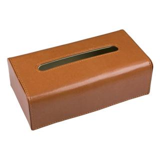 Suport din piele maro  pentru servetele.26x14x8,5 cm