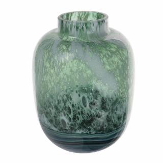 Vaza decorativa din sticla, verde cu nuante gri, 27cm