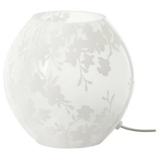 Veioza decorativa cu model, sticla, alba - 18cm