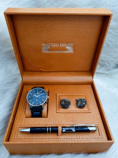 Set cadou pentru barbati Matteo Ferari, ceas, butoni, pix metalic MF005B110G