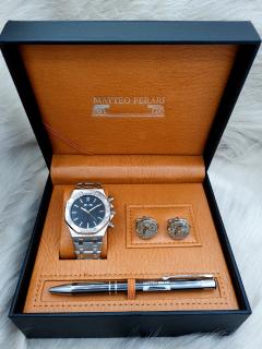 Set cadou pentru barbati Matteo Ferari, ceas, butoni, pix metalic MF007B110G