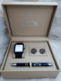 Set cadou pentru barbati Matteo Ferari, ceas, butoni, pix metalic MF008B110G