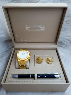 Set cadou pentru barbati Matteo Ferari, ceas, butoni, pix metalic MF009B110G