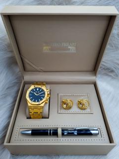 Set cadou pentru barbati Matteo Ferari, ceas, butoni, pix metalic MF010B110G