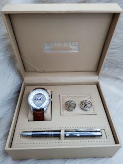 Set cadou pentru barbati Matteo Ferari, ceas, butoni, pix metalic MF017B110G