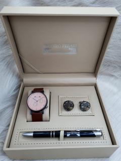 Set cadou pentru barbati Matteo Ferari, ceas, butoni, pix metalic MF023B110G