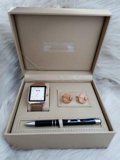Set cadou pentru barbati Matteo Ferari, ceas, butoni, pix metalic MF058B110G