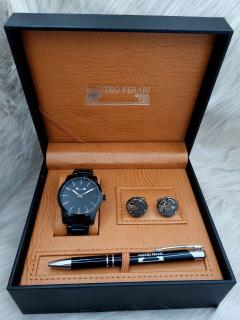 Set cadou pentru barbati Matteo Ferari, ceas, butoni, pix metalic MF073B110G